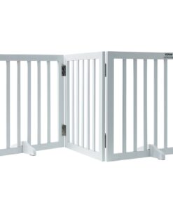 VEVOR Freestanding Foldable Dog Gate with Solid Wood Frame