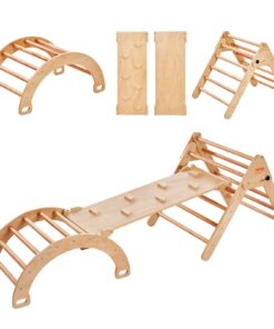 VEVOR 5-in-1 Montessori Wood Climbing Playset for Toddlers