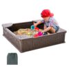 VEVOR Childrens Sandbox with Cover   1235 x 1235 x 315 mm 486 x 486 x 124 in HDPE Outdoor Sand Pit with Seats for Kids Ages 3 12