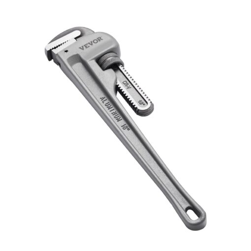 VEVOR 18 Inch 457 cm Aluminum Straight Pipe Wrench with Adjustable CRV Jaw for Plumbing and Mechanical Use