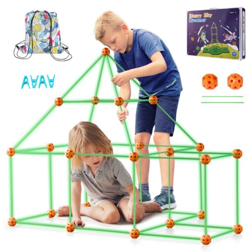 VEVOR 85 Piece Glow In The Dark STEM Fort Building Kit for Kids Safe