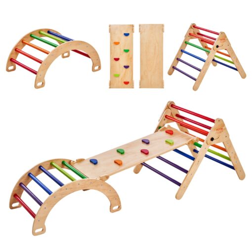 VEVOR Montessori 5 in 1 Pikler Triangle Climbing Set for Toddlers