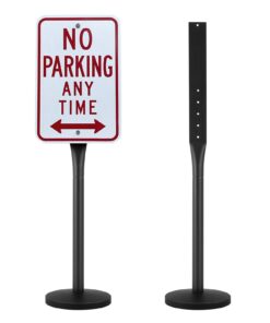 VEVOR 4 ft (1.22 m) Portable Cast Iron and Steel Sign Post with Wheels - U-Channel Sign Stand for Easy Mobility and Stability