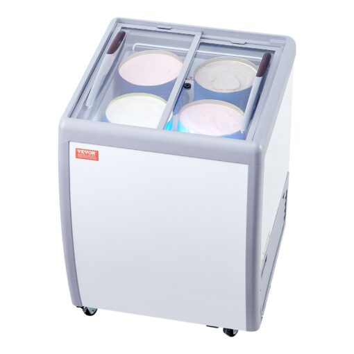 VEVOR 158 L 56 cuft Commercial Ice Cream Display Freezer with LED Lighting and Adjustable Temperature