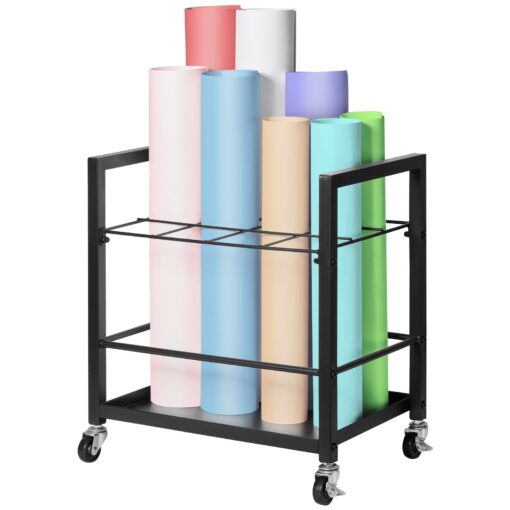 VEVOR Mobile Blueprint Storage Rack with 12 Slots Metal Roll File Holder for Architectural Documents