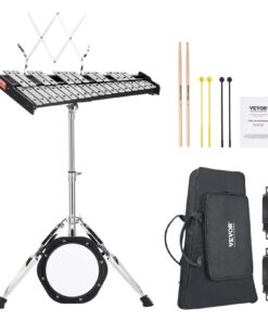 VEVOR 30 Note Glockenspiel Xylophone Bell Kit with Adjustable Stand and Practice Pad