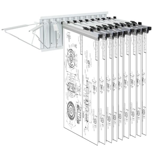 VEVOR Wall Mount Blueprint Storage Rack with 12 Pivot Brackets