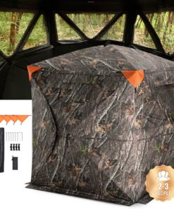 VEVOR 270° See Through Waterproof Hunting Ground Blind with 3 Camouflage Mesh Windows for 2-3 People - 148 x 148 x 170 cm (58.3 x 58.3 x 67.1 in)