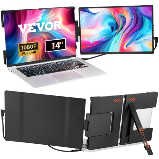 VEVOR 14 inch 3556 cm Portable HD 1080P Laptop Screen Extender for 13 17 Inch Laptops Dual Display