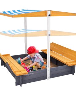 VEVOR Children's Wooden Sandbox with Adjustable Canopy