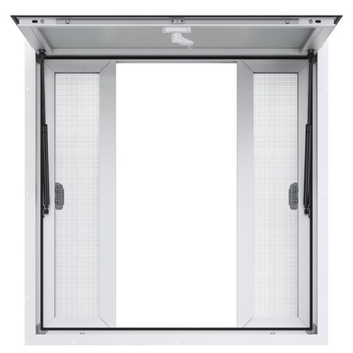 VEVOR 91cm x 91cm Concession Stand Serving Window with 4 Mesh Panels and Lockable Awning for Food Trucks