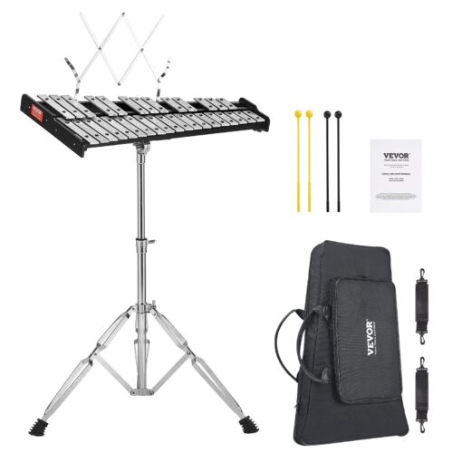 VEVOR Professional 32 Note Glockenspiel Xylophone Bell Kit with Adjustable Stand and Carrying Bag