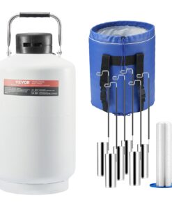 VEVOR 10L Liquid Nitrogen Tank with 6 Canisters - Durable Aluminum Alloy LN2 Dewar