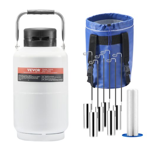 VEVOR Liquid Nitrogen Tank 3L 079 Gallons Aluminum Alloy Dewar with 6 Canisters and Vacuum Insulation