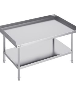 VEVOR NSF sertificēts nerūsējošā tērauda darba galds ar 3 regulējamiem plauktiem un backsplash