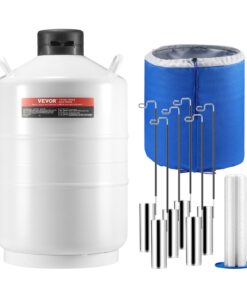 VEVOR 20L (5.28 Gallon) Liquid Nitrogen Tank - Aluminum Alloy Dewar with 6 Canisters and Portable Carry Bag