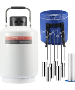 VEVOR 6L (1.59 Gallon) Liquid Nitrogen Tank with 6 Canisters - Aluminum Alloy Cryogenic Container with Vacuum Insulation and Portable Carry Bag for Laboratories and Medical Use