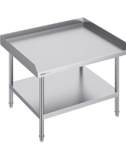 VEVOR Nerūsējošā Tērauda Komerciālais Darba Galds ar Regulējamiem Plauktiem un Aizsargmaliņu 76x91x66 cm (30x36x26 in) Ēdienu Sagatavošanai Restorānos