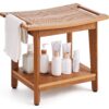 VEVOR Waterproof Poly Lumber Shower Bench with Adjustable Anti Slip Pads