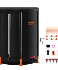 VEVOR 250L (66 Gallon) Collapsible Rainwater Collection Barrel with Spigots and Overflow Kit for Outdoor and Garden Use
