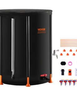 VEVOR Collapsible Rain Barrel 100 Gallons (378 Liters) with Spigots and Overflow Kit for Efficient Water Collection