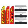 VEVOR 3 Pack Advertising Feather Flags Kit with Poles and Stakes   Open