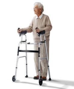 VEVOR 2-in-1 Folding Walker with Adjustable Armrests & 5