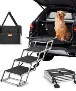 VEVOR 4-Step Folding Dog Stair for Cars