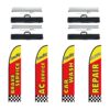 VEVOR 4 Pack Auto Repair Feather Flag Kit with 497m 163 ft Swooper Flags and Poles   High Visibility Advertising Set