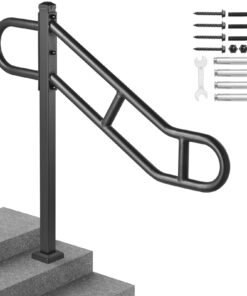 VEVOR Outdoor Wall-Mounted Carbon Steel Handrail for 1-3 Steps