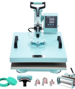 VEVOR 8-in-1 Heat Press Machine with 38x38 cm (15x15 in) Plate and 900 ml (30 oz) Tumbler Press - Green