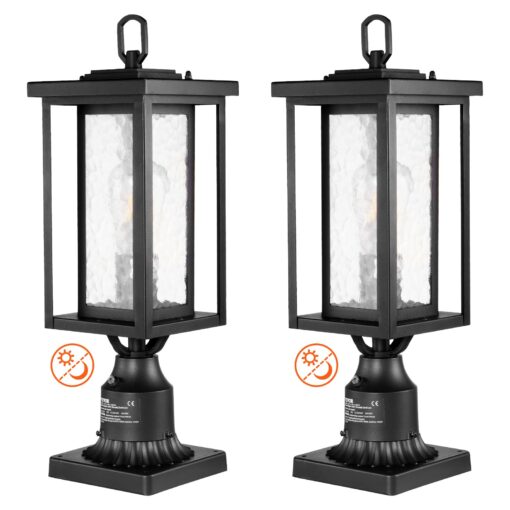 VEVOR 2 Pack Outdoor Dusk to Dawn Lamp Post Light Fixture with 45 cm 450 mm Pole