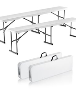 VEVOR 6FT (182 cm) Plastic Folding Bench Set - Portable Outdoor Seating for Picnic and Camping