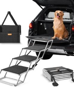 VEVOR 4-Step Folding Dog Stairs for Cars