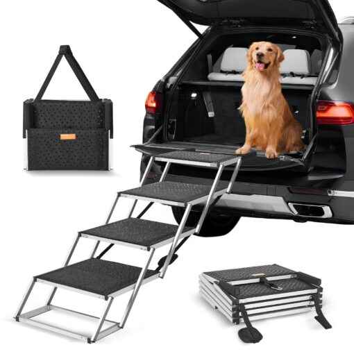 VEVOR 4 Step Folding Dog Stairs for Cars