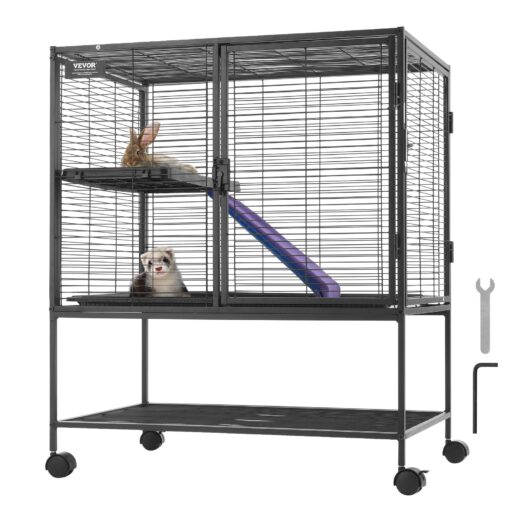 VEVOR Rolling Metal Small Animal Cage with Tray and Ramp 2 Tier