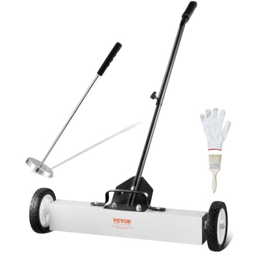 VEVOR 61 cm 24 Inch Magnetic Sweeper with Wheels and Extendable Magnetic Pickup Tool