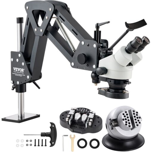 VEVOR Jewelry Microscope with Adjustable Stand and LED Ring Light