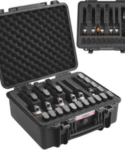 VEVOR IP67 Waterproof TSA Approved Hard Pistol Case with Pre-cut Lining for 6 Pistols - 47.5 cm x 41.4 cm x 22.3 cm (18.7 in x 16.3 in x 8.8 in)