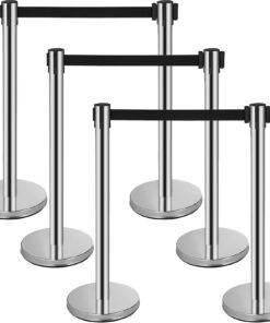 VEVOR Stainless Steel Crowd Control Stanchions with 3 Retractable Belts