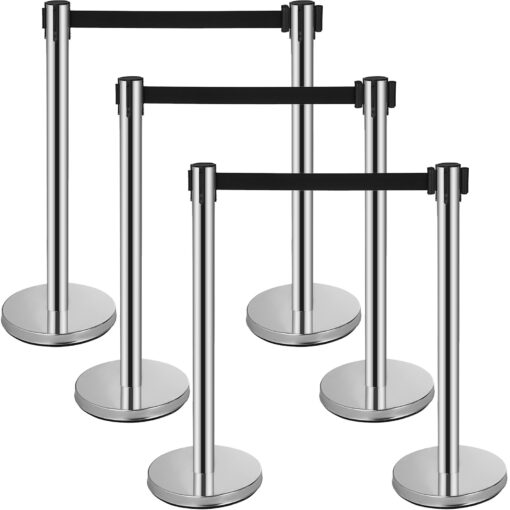 VEVOR Stainless Steel Crowd Control Stanchions with 3 Retractable Belts