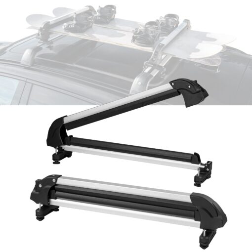 VEVOR Universal Ski Snowboard Roof Rack with Lock Holds 6 Skis or 4 Snowboards