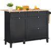 VEVOR 127x74x94 cm Kitchen Island Cart with Solid Rubberwood Top