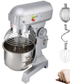 VEVOR 14.2L (15Qt) Komerciālais Smagais 3-Ātrumu Stacionārais Mikseris ar 304 Nerūsējošā Tērauda Bļodu un Piederumiem Mīklas un Pārtikas Maisīšanai