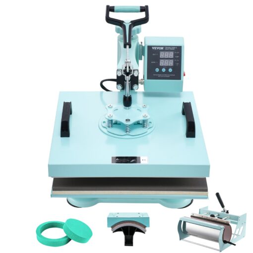 VEVOR 5 in 1 Heat Press Machine with 38x38 cm 15x15 in Plate and 30oz Tumbler Attachment for T Shirts