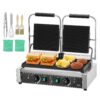 Коммерческая Сэндвичница VEVOR Double Panini Grill с Тарелками размером 485x230 мм 19x9 дюймов