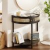 VEVOR Black Rattan Console Table with Natural Finish
