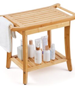 VEVOR Bamboo Shower Bench with Mold-Resistant Coating