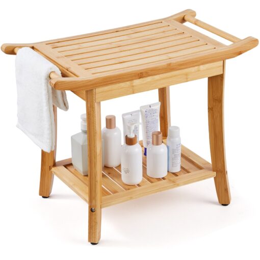 VEVOR Bamboo Shower Bench with Mold Resistant Coating