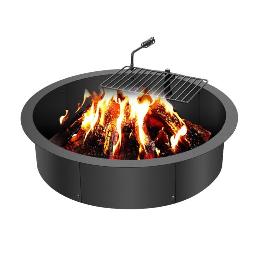 VEVOR 35 Inch 889 mm Steel Fire Pit Ring with BBQ Grate